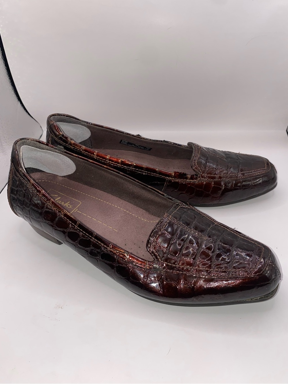 Clarks Croc-Embossed Loafers - Brown